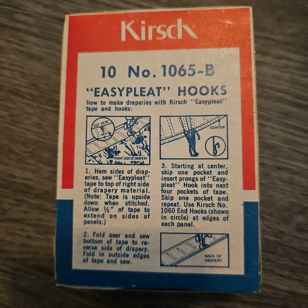 Vintage Kirsch EASYPLEAT Curtain Hooks, New Old Stock, Package of 10